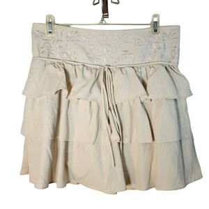 Banana Republic 100% cotton gauze embroidered ruffle mini skirt Size 8